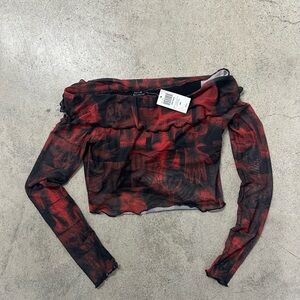 Stylish Red and Black Women's Top